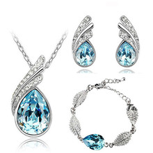 Flame leaf moda conjuntos de jóias de cristal austríaco colar brincos pulseira dropshipping bonito romântico popular feminino festa 2024 - compre barato