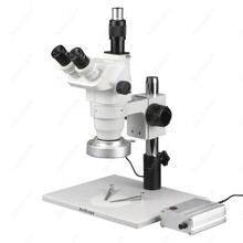 Microscopio de Zoom -- AmScope suministra Microscopio de Zoom 2X-180X con anillo de aluminio de 80 LED 2024 - compra barato