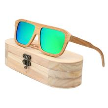 Gafas de sol de estilo Vintage para mujer, anteojos de sol femeninos hechos a mano, cuadradas, Retro, de madera de bambú, gafas de sol verdes, okulary, caja de madera, envío directo, 2019 2024 - compra barato