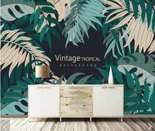 Papel tapiz de hojas tropicales para decoración del hogar, rollo de papel tapiz abstracto de selva Tropical para sala de estar, murales de hojas, papel de pared 3d 2024 - compra barato