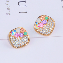 New Fashion Design Gold Color Square Stud Earrings Luxury Colorful Crystal Rhinestone Earrings For Women Wedding Jewelry WX172 2024 - buy cheap