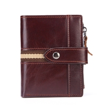 Винтажный кожаный бумажник для мужчин, маленький кошелек на молнии, короткие мужские бумажники, кредитница с Rfid-защитой, подарок для мужчин 2024 - купить недорого