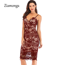 Ziamonga 2019 Summer Women Dress Lace Sleeveless V-Neck Bandage Bodycon Dress Sexy Party Slim Vintage Pencil Dresses Vestidos 2024 - buy cheap