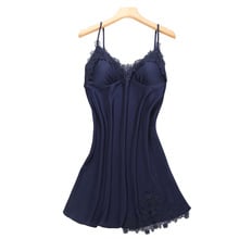 Camisola sexy feminina plus size, camisola de renda, mini vestido, roupa de dormir, pijama de cetim de seda, lingerie sexy para mulheres 2024 - compre barato