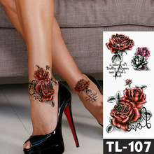 Водопереводная темно-розовая хна кружево, цветок, роза, временная татуировка, наклейка, узор бабочки, боди-арт, водостойкая флэш-Татуировка 2024 - купить недорого