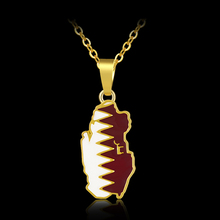 Fashion Qatar Country Map and Flag pendant necklace for Men/Women Gold color Ethnic Jewelry Qataris Patriotic Gift 2024 - buy cheap