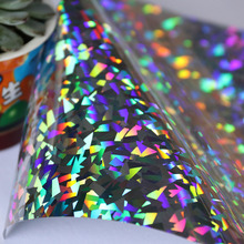 Crystal Silver Heat transfer Vinyl Holographic Heat Press vinyl iron on for clothing Pu shirts 5 sizes for choosing 2024 - buy cheap