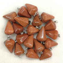 natural stone pendulum Cone Gold sand charms pendant for jewelry making fashion accessories 12pcs/lot free shipping Wholesale 2024 - buy cheap