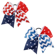 ncmama 7" 4th of July Ribbon USA Flag Cheer Bows for kids Girls Striped Sequin Hair Bow with Stars Children Hair Accessories 2024 - buy cheap