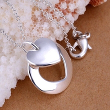 P015 Free Shipping silver plated Necklace, 925 fashion silver jewelry Couple Heart /RPDTBLBD RPDTBLBD 2024 - buy cheap