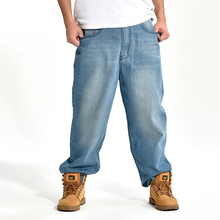 Jeans For Men Autumn and Winter New Loose Hip Hop Big Size Skateboard Pants Men's Big Pocket Jeans 30-46 2024 - buy cheap