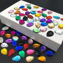 10x14mm Teardrop Sewing More Colors Flatback Rhinestones Sew On Acrylic Stones Droplet Strass Crystals For DIY Dress Clothing 2024 - buy cheap