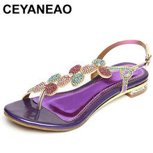 CEYANEAO-zapatos de verano de piel auténtica para mujer, suela de goma suave con correa de hebilla básica, talla 34-40, 2019 2024 - compra barato