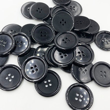 50/100pcs 30mm black Color Overcoat Plastic Button 4 holes Craft Sewing PT246 2024 - buy cheap