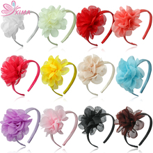 XIMA, 1 шт., детская Цветочная повязка, однотонный Шифоновый Цветок для девочек, повязка для волос, женские праздничные ободки, аксессуары для волос 2024 - купить недорого