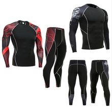 Conjunto de roupa esportiva e compressão para homens, conjunto de camiseta e leggings com estampa 3d da marca crossfit, mma, fitness, 4xl 2024 - compre barato