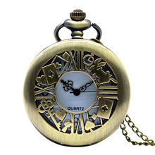 Relojes de bolsillo Vintage de bronce para hombre y Mujer, Reloj de cuarzo mágico de bolsillo con cara abierta, Fob, número árabe, regalos 2024 - compra barato