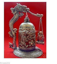 Un par de inusuales bronce dragón de bronce Buda excelente Tíbet dragón Buda campana #1 al por mayor gancho de plata 2024 - compra barato