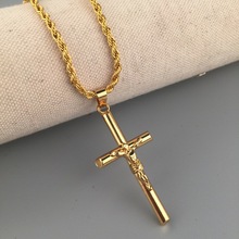Collar de Cruz religioso con cuentas de Jesús, hip hop 2024 - compra barato