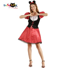 Eraspooky Cute Cartoon Mouse Anime Cosplay Women Halloween Costume Adult Polka-dot Dress Carnival Party Fancy Dress Headband 2024 - buy cheap