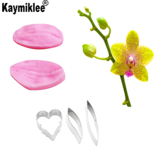 Orquídea petal veiner & cortador molde de silicone fondant molde ferramentas de decoração do bolo de chocolate gumpaste molde, sugarcraft ferramentas cs195 2024 - compre barato