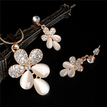 ZOSHI Austrian Crystal Opal Stone Jewelry Sets Gold Color Flower Pendant Necklace Drop Earrings Set For Women 2024 - buy cheap