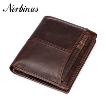 Norbinus-cartera de piel auténtica para hombre, monedero corto, tarjetero, pequeña cartera extraíble, Mini soporte para fotos 2024 - compra barato