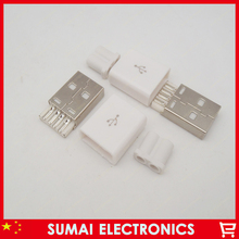 Free Shipping 30sets 3 in 1 Dual SR hold wire welding type A USB plug USB male white a-pple style plastic shell 2024 - buy cheap