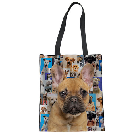 THIKIN 3D Cute Pug Dog Print Women Canvas Handbag Female Large Capacity Shopper Tote Bag Ladies Quality Travel Beach Bags 2022 - buy cheap