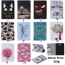 Capa flip de couro com suporte, capa de couro com figuras de desenho animado, de flores, gato, para samsung galaxy tab s2 8.0 t710 t715 tablet 2024 - compre barato