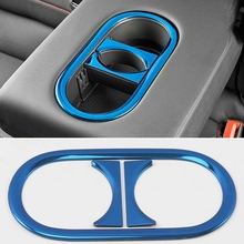 De acero inoxidable accesorios de coche para Volkswagen T-Roc TROC 2017 2018 Interior trasero asiento Soporte para vasos moldura de cubierta de Marco etiqueta engomada 2024 - compra barato