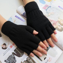 2017 New 1 Pair Men Women Fingerless Winter Warmer Mittens Black Stretch Knitted Gloves 2024 - buy cheap