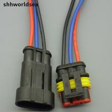 Shhworldsea 20 juegos de nuevo conector de cable eléctrico impermeable de 3 pines para coche de motocicleta Marine 10cm cable envío gratis 2024 - compra barato