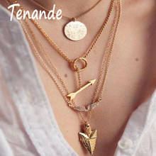 Tenande New Fashion Multi Layer Big Statement Hollow Crystal Sequins Circle Arrow Angel wings Necklaces & Pendants for Women 2024 - buy cheap