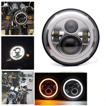 Accesorios para motocicleta, conjunto de lámpara de faro Led H4, 40W, 7 pulgadas, Halo, negro/cromo 2024 - compra barato