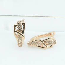 Fashion Jewelry Women Girls 585 Gold Color Dangle Earrings Double Row Cubic Zircon Drop Earrings 2024 - buy cheap