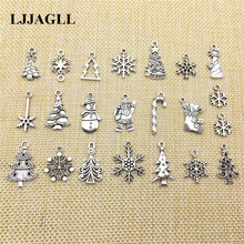 Tibetan Silver 20pcs Mixed Types Christmas Charms Trees Snowflakes Santa Claus Pendants Diy Fit Diy Jewelry Findings Make ASD056 2024 - buy cheap