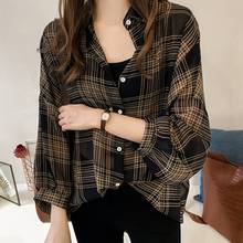 Spring Plaid Shirts Women Batwing Sleeve Chiffon Blouses Casual Chemise Femme Tops Plus Size Tartan Blusas Mujer M-4XL 2024 - buy cheap