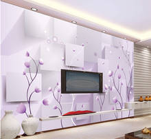 3D wallpaper custom mural purple romantic flower TV background wall living room home decor photo wallpaper for walls 3d 2024 - buy cheap
