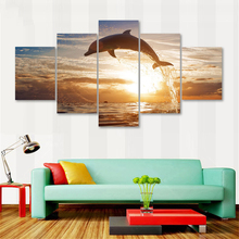 Large Poster HD Printed Painting Canvas Home Decoration 5 Pieces Animal Dolphins Wall Art Modular Pictures For Living Room Frame 2024 - buy cheap