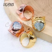 5Pcs natural shell stone rings metal plated rings free form stone rings adjustable rings jewelry for women gift 4833 2024 - buy cheap