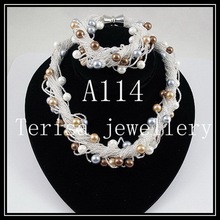 Жемчужное ожерелье ручной работы, браслет, набор ювелирных изделий, 8 мм, Круглый, 24 ряда, магнитная застежка, идеальный подарок для женщин A114 2024 - купить недорого