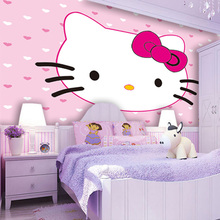 Lovely Kitty Cat Wallpaper Custom Photo Wallpaper Cartoon Wall Mural Pink Girl's room Waterproof Silk Art Room Decor Bedroom 2024 - buy cheap