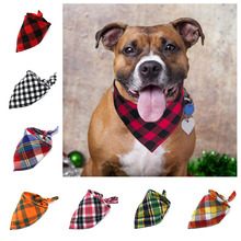 Pet Accessories Dog Cat Bandana Bibs Adjustable Reversible Cotton Plaid Puppy Triangular Scarf Kerchief for Cat Dog Pets Animals 2024 - buy cheap