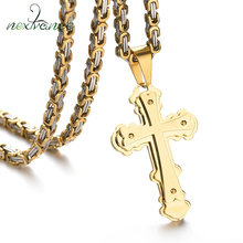 Nextvance Christian Punk Jesus Cross Pendant Necklaces Gold Stainless Steel Byzantine Chain Men Jewelry Christmas Charm Gift 2024 - buy cheap