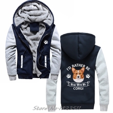 Sudadera con capucha para hombre, chaqueta gruesa con estampado de Corgi, ropa para parte superior masculina, informal y divertida 2024 - compra barato