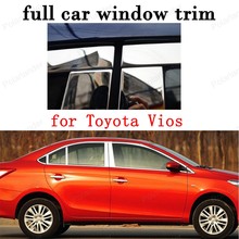 full Window Trim Decoration Strips Car Exterior Accessories for Toyota Vios Stainless Steel with column 2024 - buy cheap