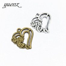 YuenZ-colgantes en forma de corazón para fabricación de joyas, 10 Uds., color plata antiguo, para pulsera, collar, accesorios de joyería, A101 2024 - compra barato