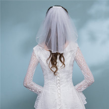 Low Price Cheap Simple Little Mini Short Bridal Veils One Layer Shoulder Length Wedding Veils For Woman White Ivory 2019 Spring 2024 - buy cheap