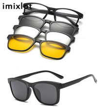 Imixlot óculos de sol masculino polarizado magnético, 1 conjunto de óculos tr masculino de condução com clipe magnético casual para miopia 2024 - compre barato